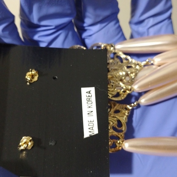 Women's Stylish Gold-tone Filigree Design Long Beads Drop Dangle Earrings, #2 - Picture 4 of 5